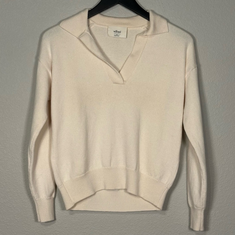 Wilfred Clara Sweater Polo - 100% Merino Wool in Light Beige - Size XS - Picture 5 of 7